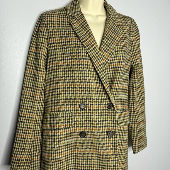 Re Named Plaid Wool Blend Double Breasted Coat Jacket Small - Picture 2 of 12